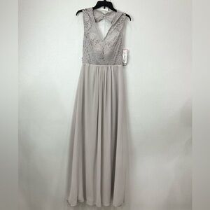 Bari Jay Lace Bodice Maxi Dress in Soft Gray